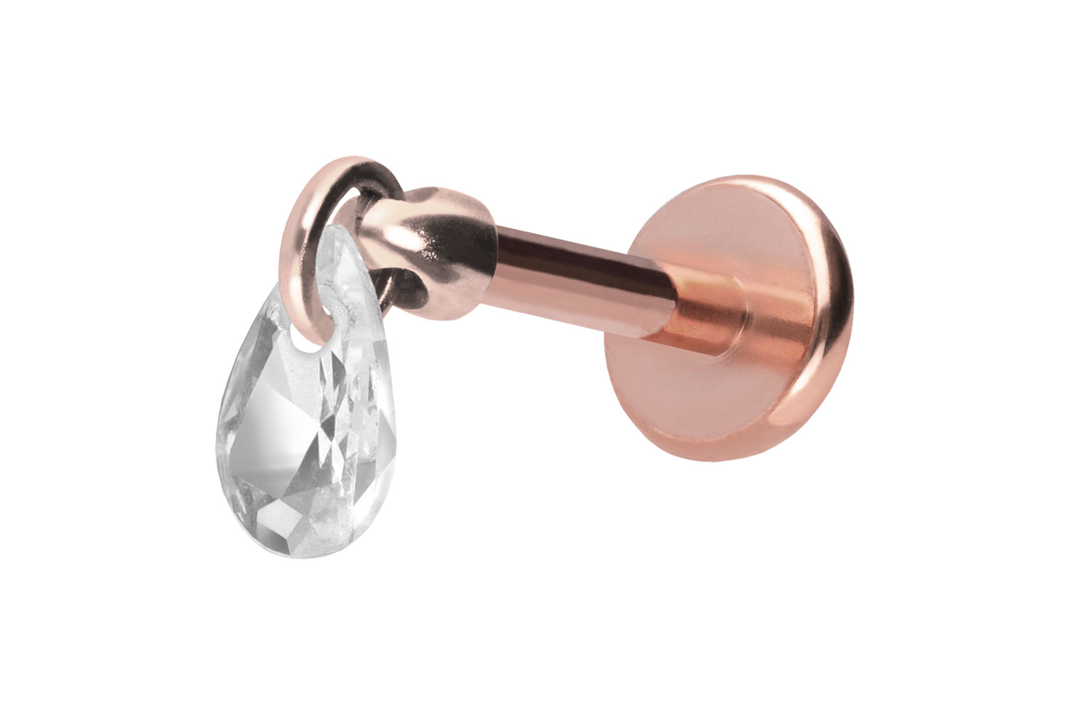 Titan Labret Piercing mit Push Fit KRISTALLTROPFEN